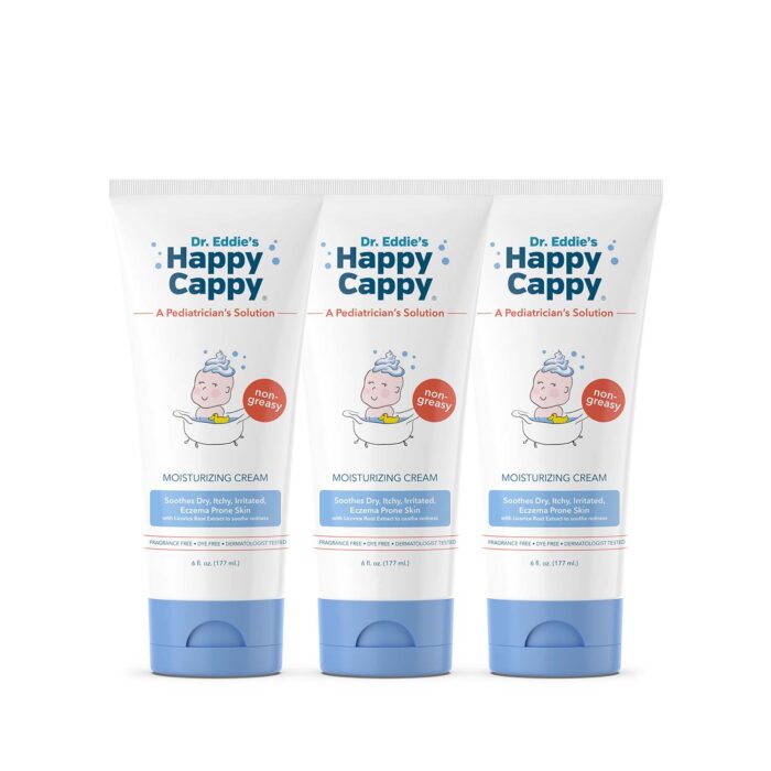 Value Pack | 3 Tubes Happy Cappy Moisturizing Cream for Eczema Prone Skin (6 oz each tube)