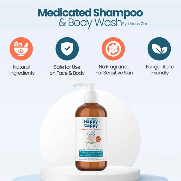 Value Pack | 4 bottles Happy Cappy Medicated Shampoo & Body Wash (8 oz each)