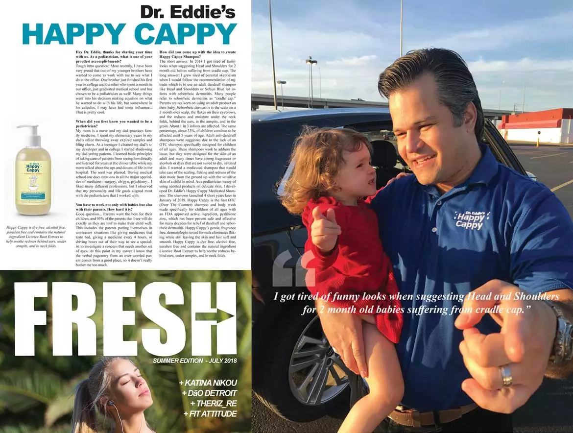 Fresh Magazine features baby cradle cap shampoo - Dr. Eddie's Happy Cappy