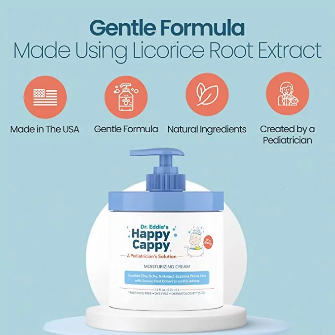 Value Pack | 4 Pump Jars of Happy Cappy Moisturizing Cream for Eczema Prone Skin (12 oz each jar )