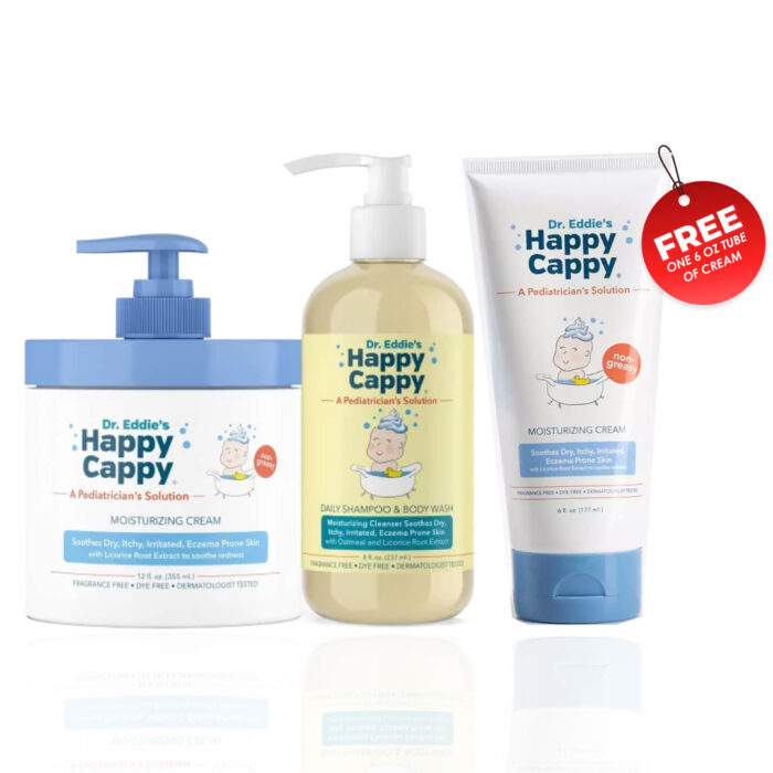 Happy Cappy Two-Step Eczema Skincare Routine & Solution (Free Gift - ONE 6 oz tube of cream)