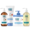 Happy Cappy complete four-product set: Medicated Shampoo, Daily Shampoo and Body Wash, 6 oz Moisturizing Cream tube, and 12 oz cream pump jar