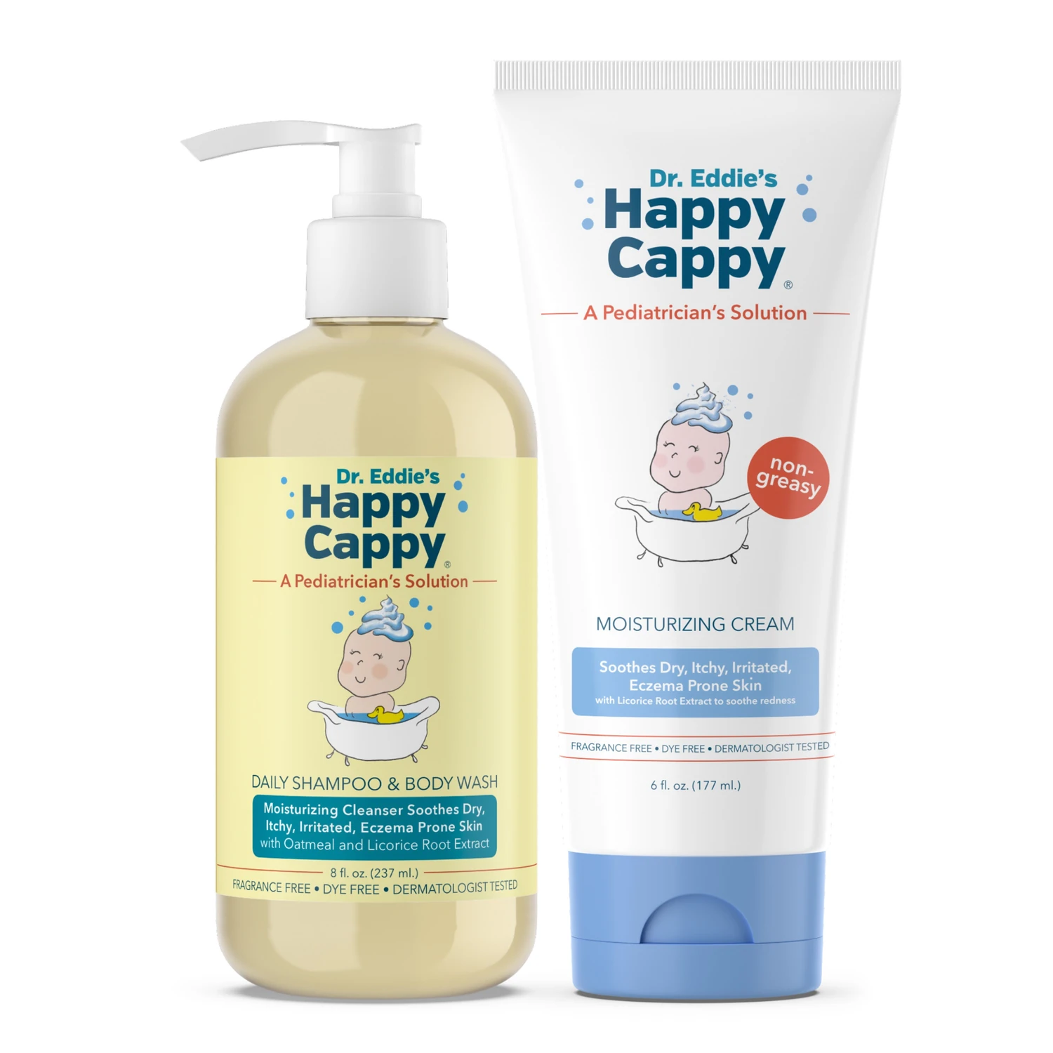 Happy Cappy Daily Wash with the 6 oz Moisturizing Cream tube