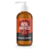 Dr. Eddie's Facial Fortress 3-in-1 face, hair and beard wash in an 8 oz amber pump bottle