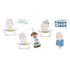 Cartoon babies in bathtubs wishing for less redness and flakes beside the Happy Cappy medicated shampoo