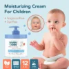 Happy Cappy 12 oz Moisturizing Cream with a baby and fragrance-free, dye-free formula highlights.