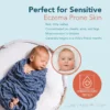 Happy Cappy Moisturizing Cream graphic showing a sleeping child and information about sensitive, eczema-prone skin.