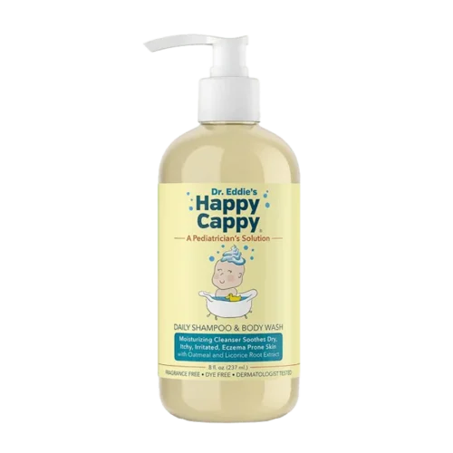 Happy Cappy Daily Shampoo and Body Wash 8 fl oz bottle, moisturizing cleanser for eczema-prone skin