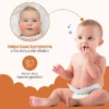 Infographic with a baby who has red cheeks, daily wash made to ease dry, itchy, irritated skin