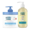 Happy Cappy daily shampoo and body wash, medicated shampoo and a soft silicone scalp brush