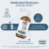 Happy Cappy medicated shampoo highlights, created by a pediatrician, vegan and dermatologist tested, 8 fl oz