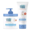 Happy Cappy Moisturizing Cream 12 oz jar and 6 oz tube together, for dry itchy irritated eczema-prone skin