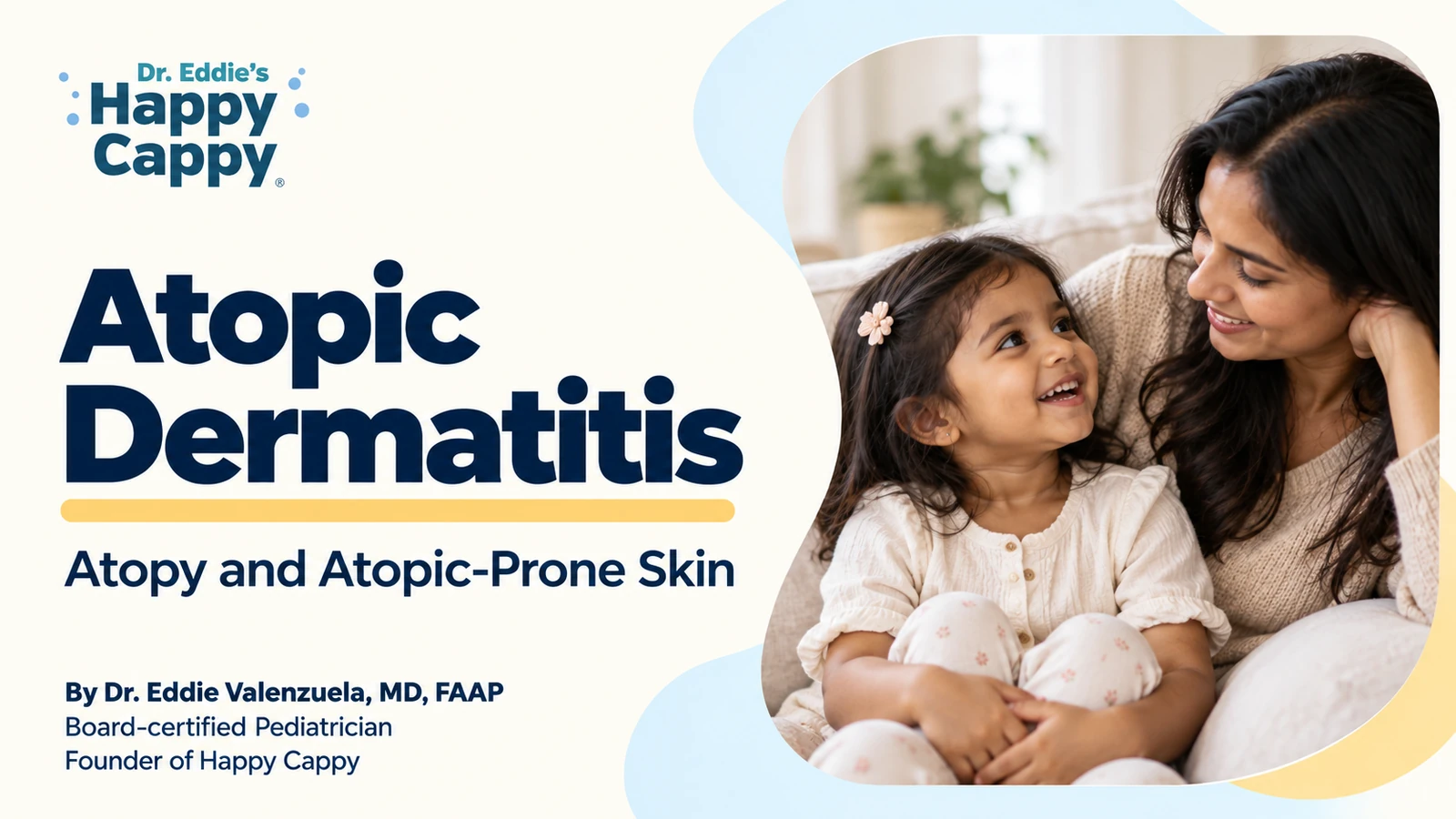 Mother and child illustrating a guide to atopy and atopic dermatitis.