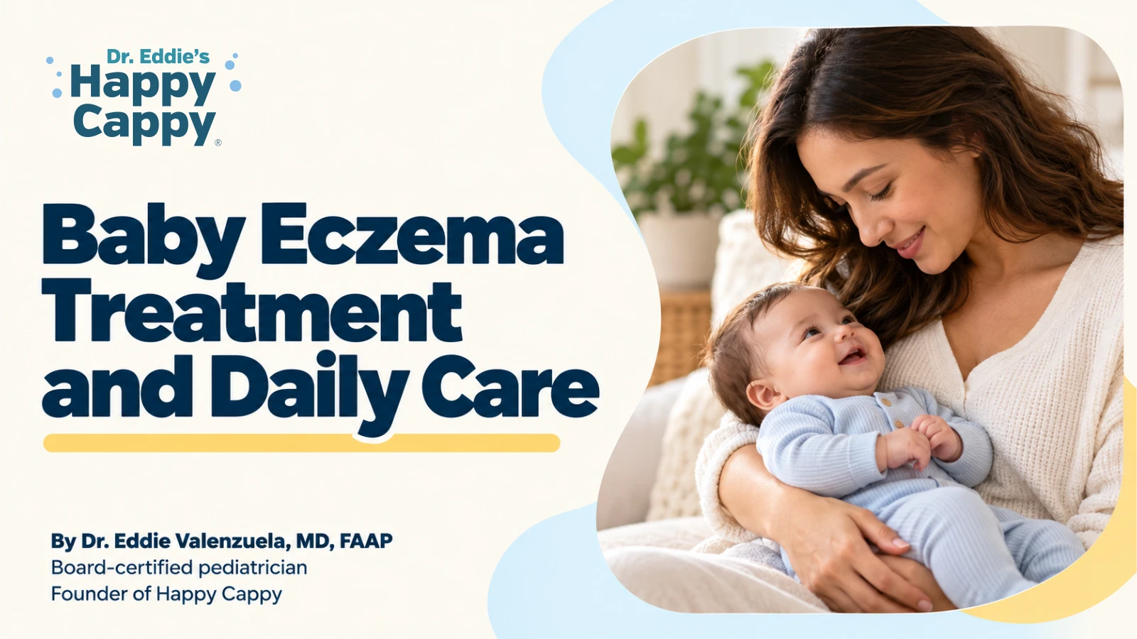 Happy Cappy editorial illustration for Baby Eczema Treatment and Daily Care.