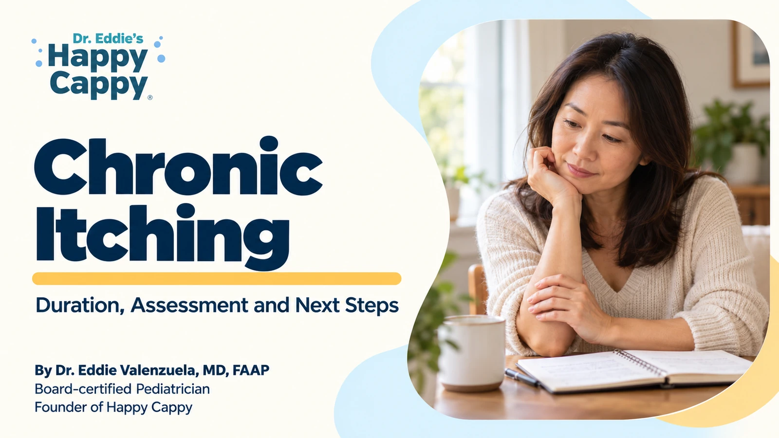 Chronic itching: duration, assessment and next steps, with an adult recording symptoms.