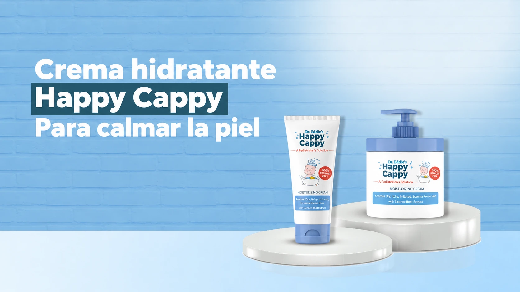 Crema hidratante Happy Cappy en tubo y tarro con dispensador