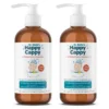 Two Happy Cappy Medicated Shampoo & Body Wash 8 oz pump bottles on a white background.