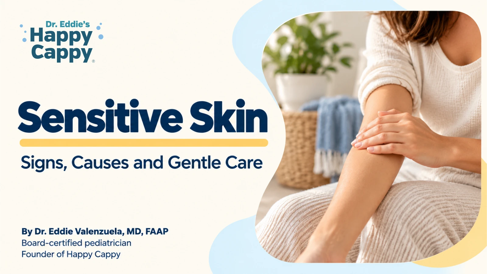 Happy Cappy editorial illustration for Sensitive Skin: Signs, Causes and Gentle Care.